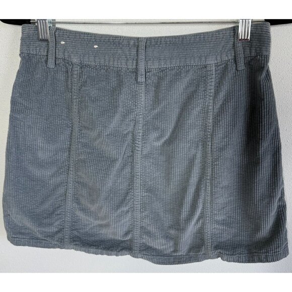 American Eagle Womens Blue Corduroy Hi RIse A-Line Skirt Size 6 Mini Boho Zip Up - Picture 2 of 9